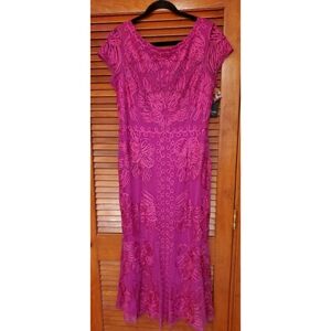 Marina 267863 - Fuchsia, Cap Sleeve Soutache Dress Size 12